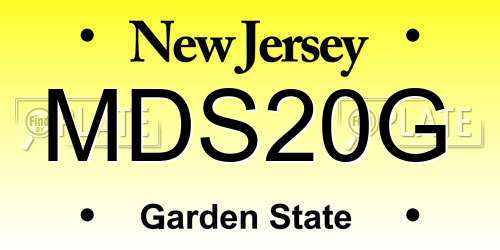 MDS20G New Jersey License Plate