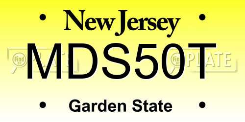 MDS50T New Jersey License Plate