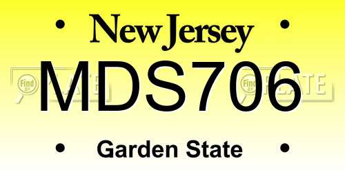 MDS706 New Jersey License Plate
