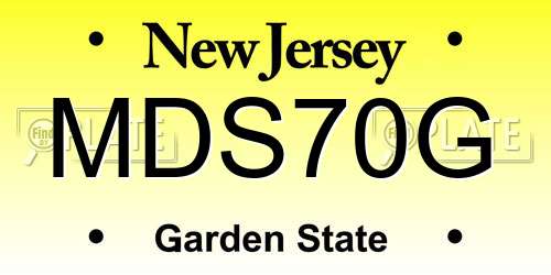 MDS70G New Jersey License Plate