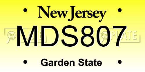 MDS807 New Jersey License Plate