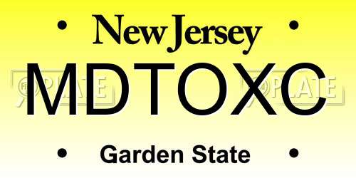 MDTOXC New Jersey License Plate