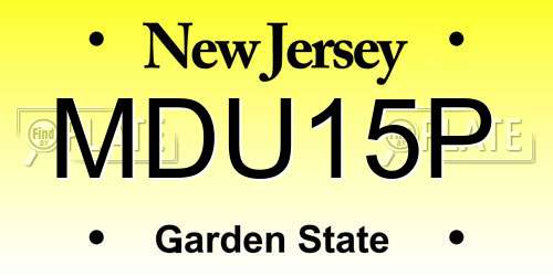 MDU15P New Jersey License Plate