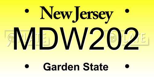 MDW202 New Jersey License Plate