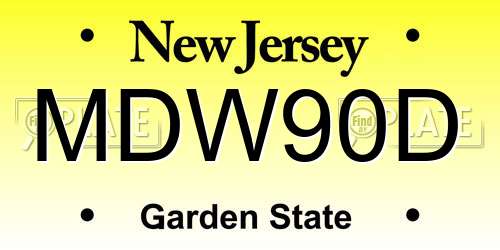 MDW90D New Jersey License Plate