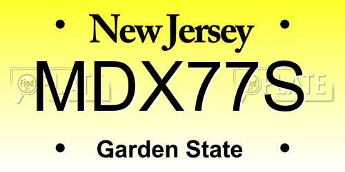 MDX77S New Jersey License Plate