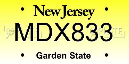 MDX833 New Jersey License Plate
