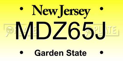 MDZ65J New Jersey License Plate