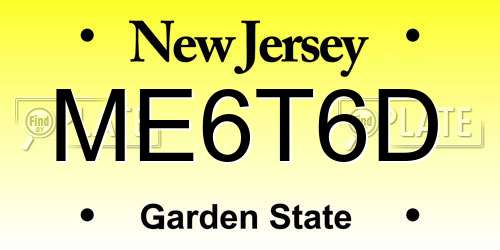 ME6T6D New Jersey License Plate