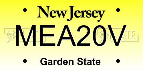 MEA20V New Jersey License Plate