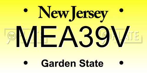 MEA39V New Jersey License Plate