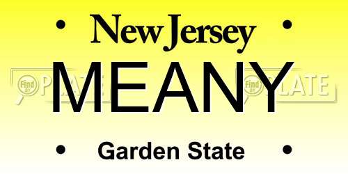 MEANY New Jersey License Plate