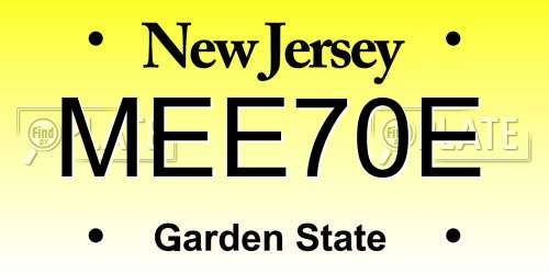 MEE70E New Jersey License Plate