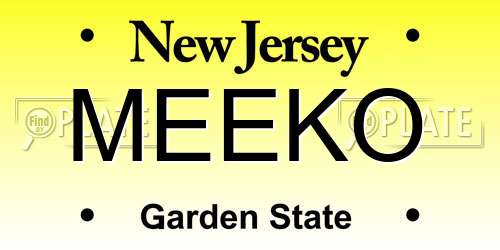 MEEKO New Jersey License Plate