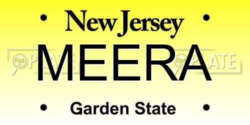 MEERA New Jersey License Plate