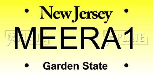 MEERA1 New Jersey License Plate