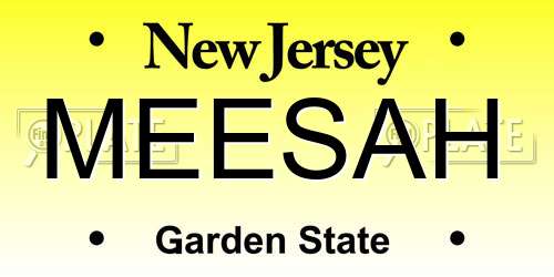MEESAH New Jersey License Plate