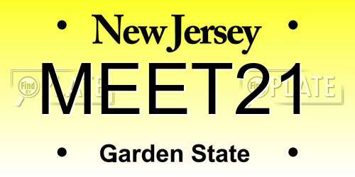 MEET21 New Jersey License Plate