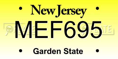 MEF695 New Jersey License Plate