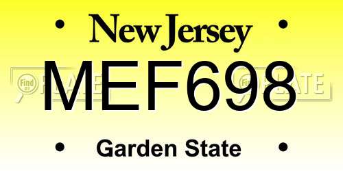 MEF698 New Jersey License Plate