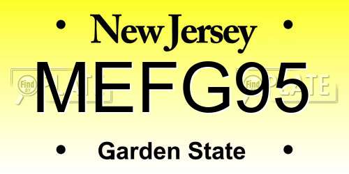 MEFG95 New Jersey License Plate