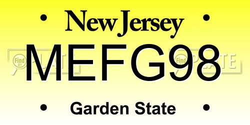 MEFG98 New Jersey License Plate