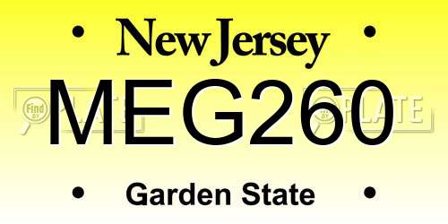 MEG260 New Jersey License Plate