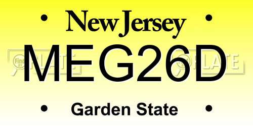 MEG26D New Jersey License Plate
