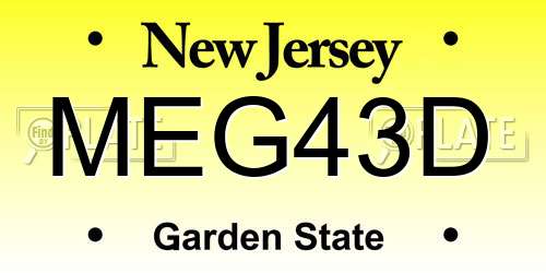 MEG43D New Jersey License Plate