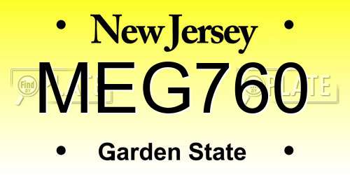 MEG760 New Jersey License Plate