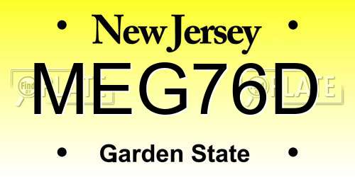 MEG76D New Jersey License Plate