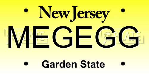 MEGEGG New Jersey License Plate