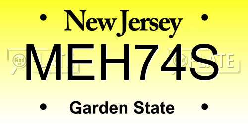 MEH74S New Jersey License Plate