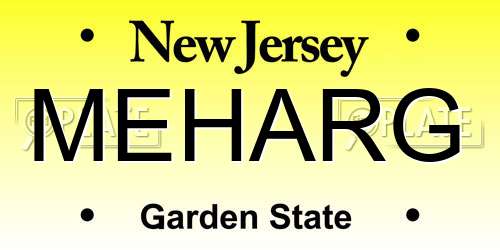 MEHARG New Jersey License Plate