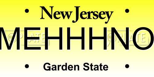MEHHHNO New Jersey License Plate