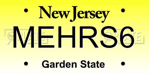 MEHRS6 New Jersey License Plate