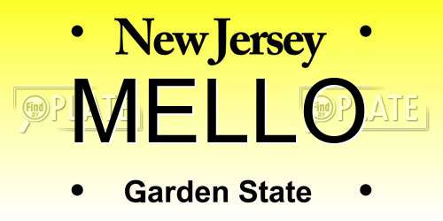 MELLO New Jersey License Plate