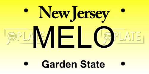 MELO New Jersey License Plate