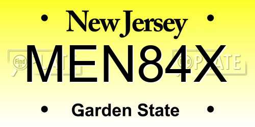 MEN84X New Jersey License Plate
