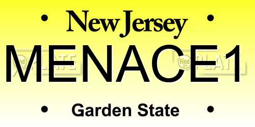 MENACE1 New Jersey License Plate