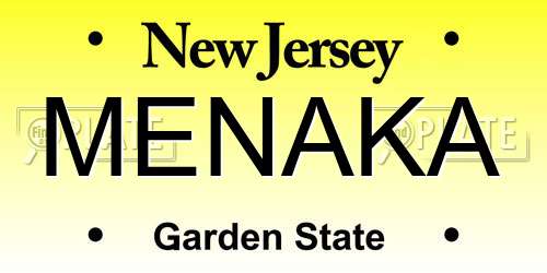 MENAKA New Jersey License Plate