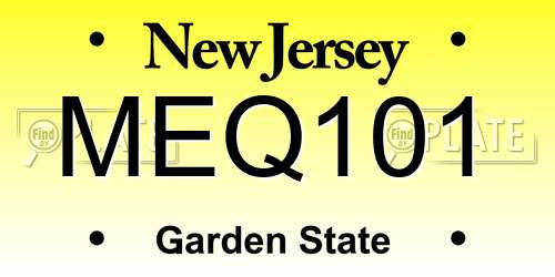 MEQ101 New Jersey License Plate