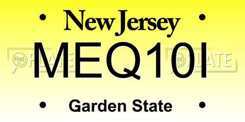 MEQ10I New Jersey License Plate