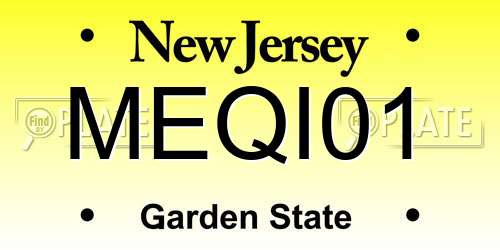 MEQI01 New Jersey License Plate