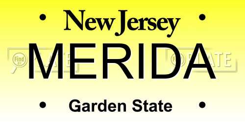MERIDA New Jersey License Plate