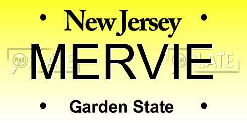 MERVIE New Jersey License Plate