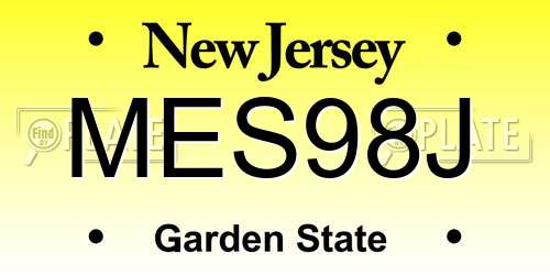 MES98J New Jersey License Plate
