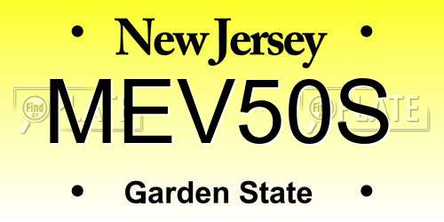 MEV50S New Jersey License Plate