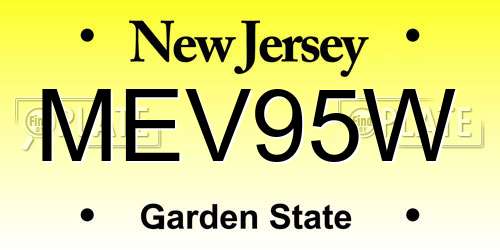 MEV95W New Jersey License Plate