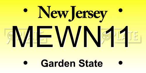 MEWN11 New Jersey License Plate